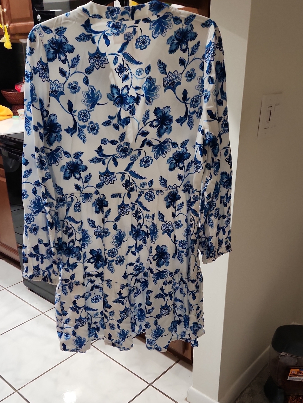 Stella Parker Collection Floral Mini Dress White & Blue Medium